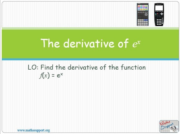 Maths IBAA – 5.061.0 The derivative of  eˣ
